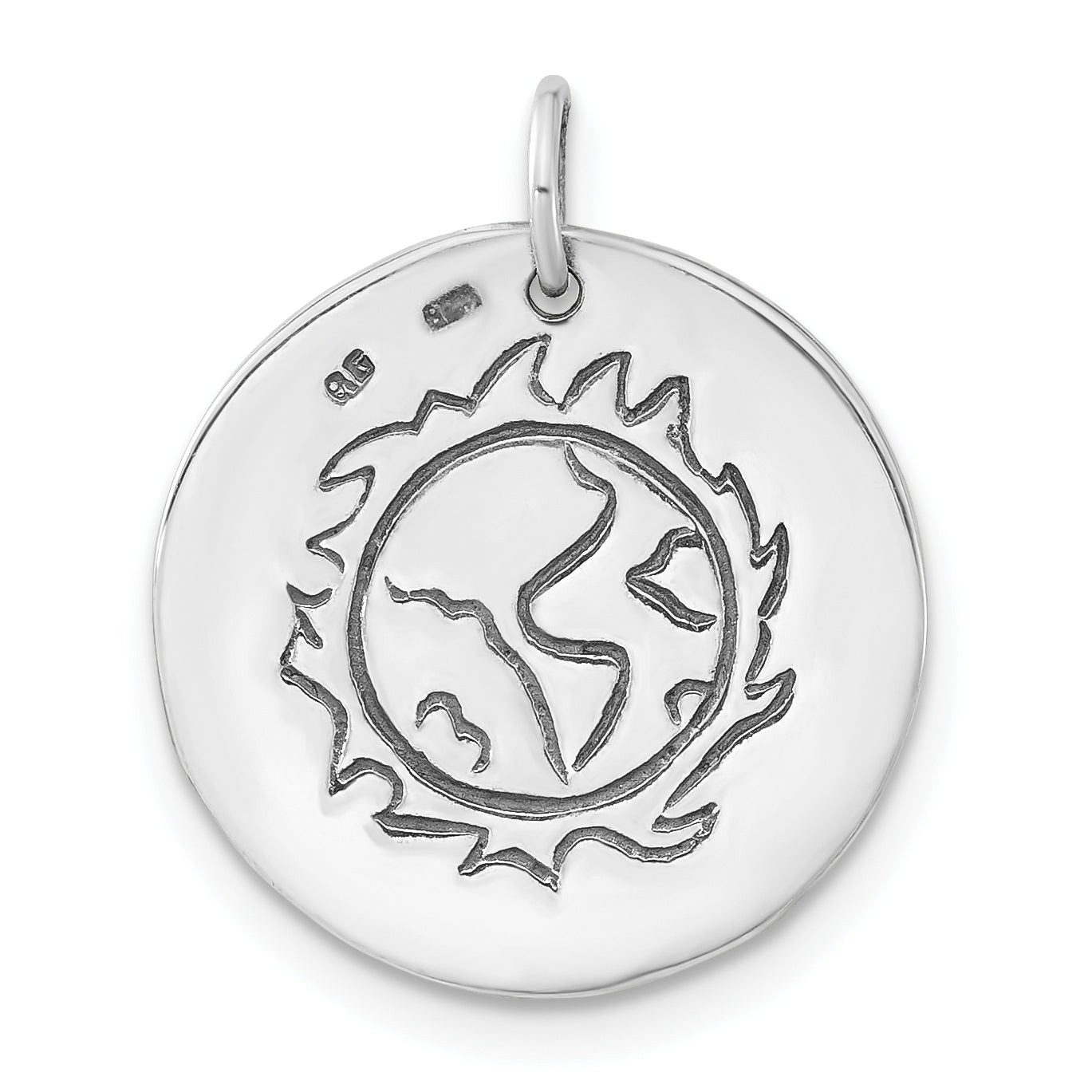 Unisex 925 Sterling Silver Charm with Green CZ Reversible Design