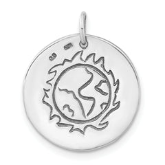 Unisex 925 Sterling Silver Charm with Green CZ Reversible Design