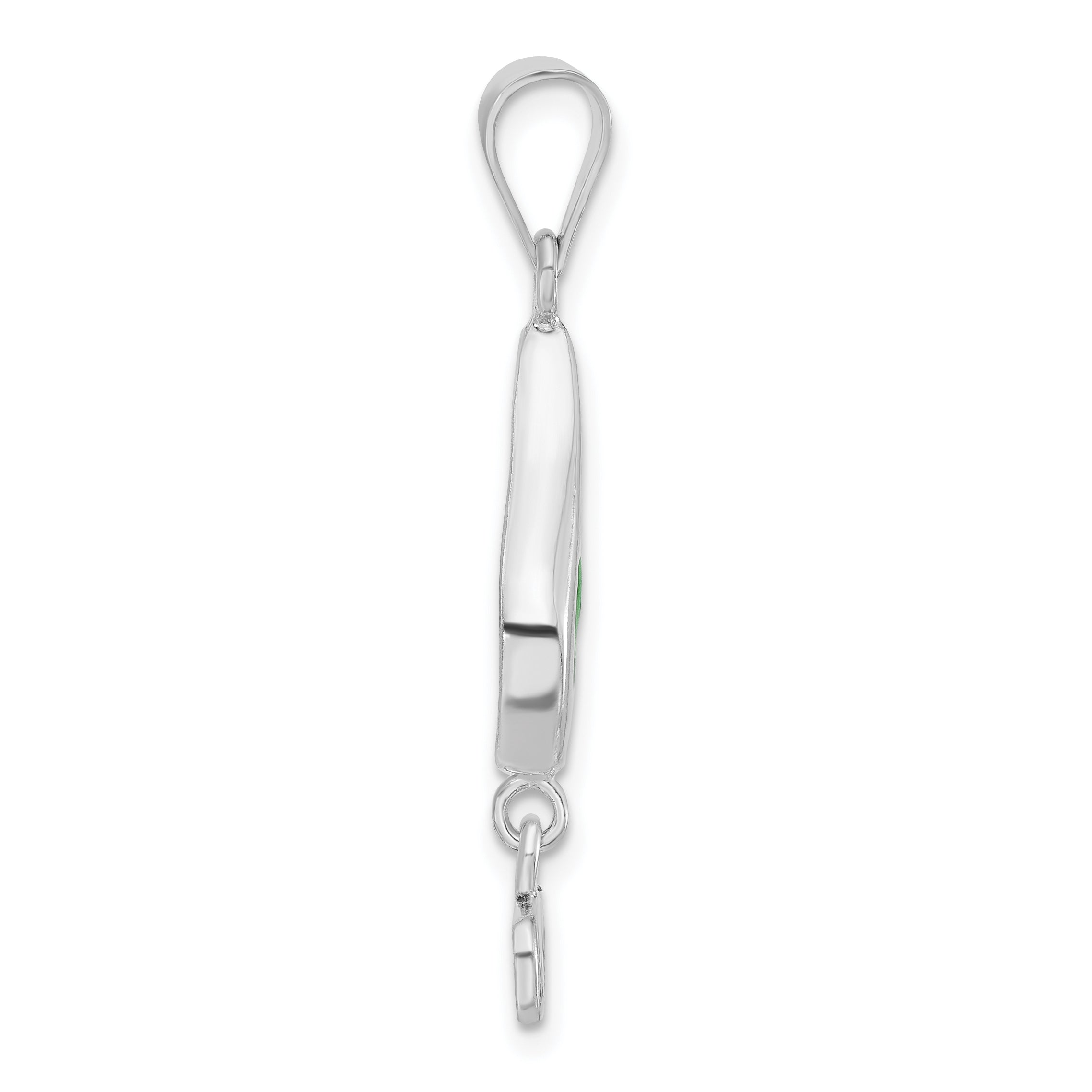 Sterling Silver Enamel Teardrop Pendant with Moveable Recycle Design