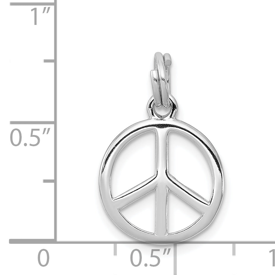 Rhodium-Plated Sterling Silver Peace Sign Charm Elegant, Polished Finish