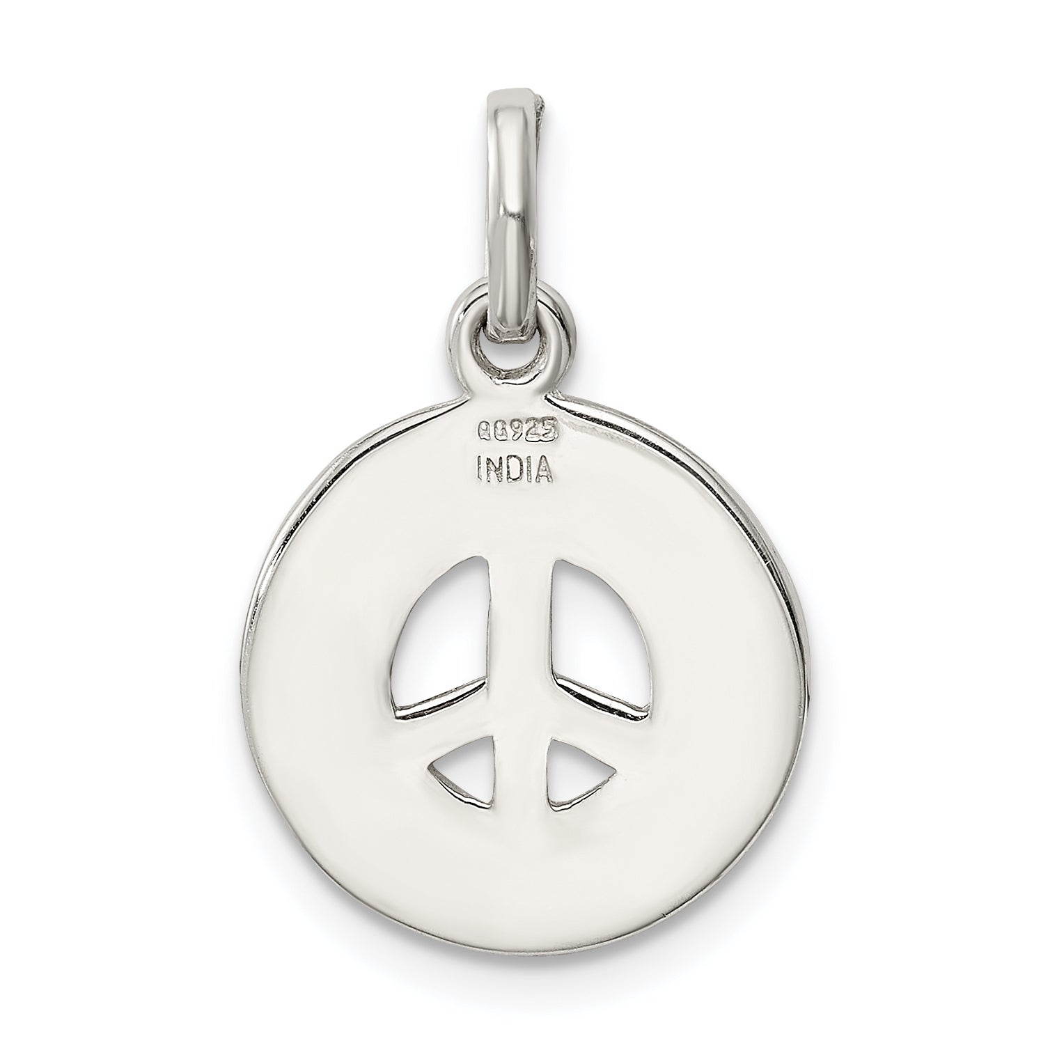 Sophia Jewelers Sterling Silver Peace Charm with Enamel Anti-Tarnish Finish