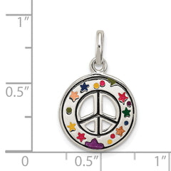 Sterling Silver Enameled Peace Sign Charm