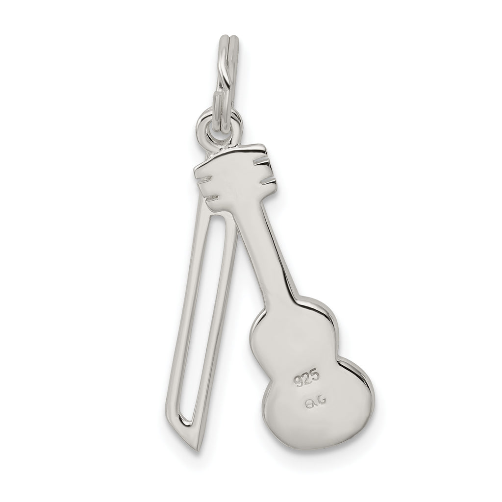 Sterling Silver 925 Violin & Bow Charm Polished Anti-Tarnish