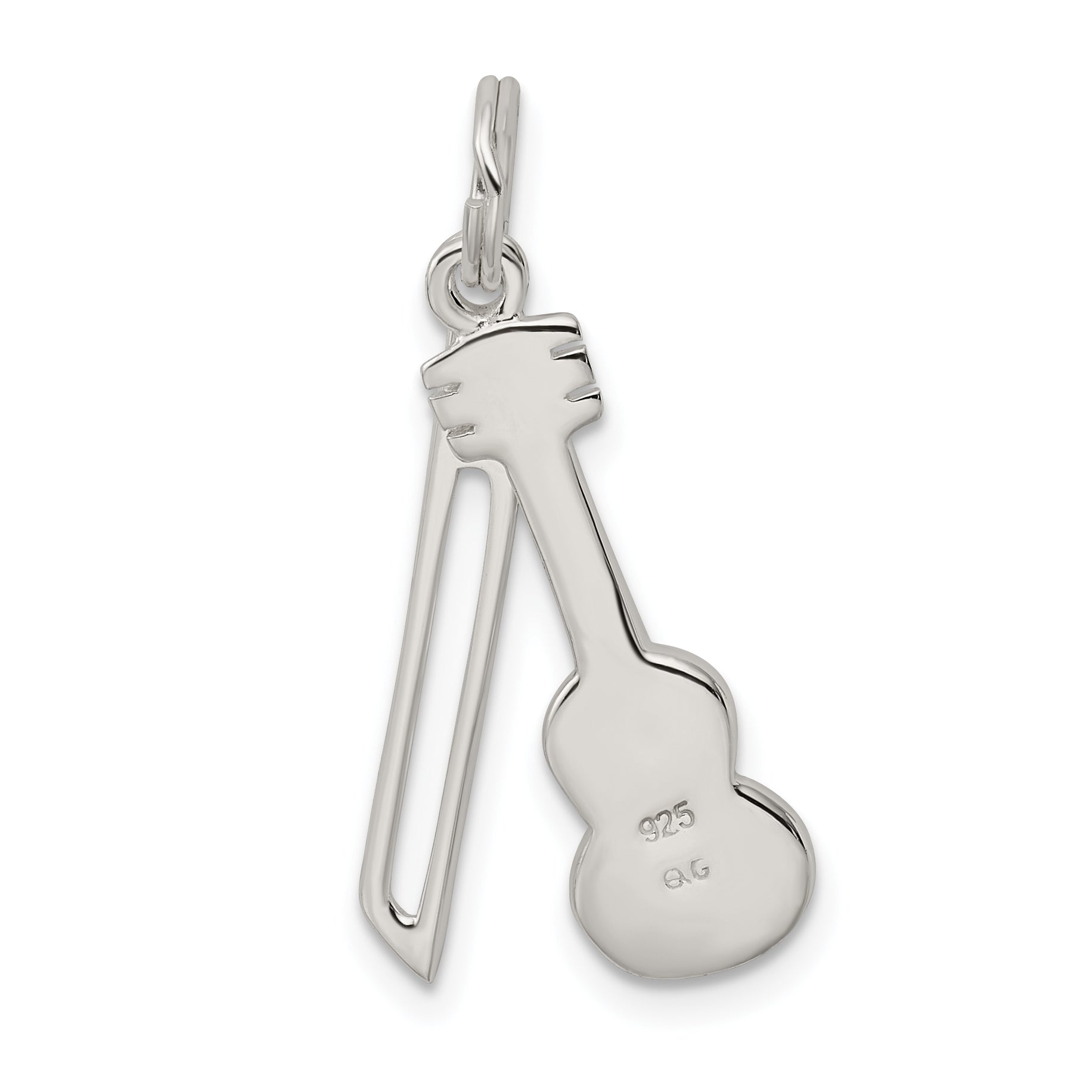Sterling Silver 925 Violin & Bow Charm Polished Anti-Tarnish
