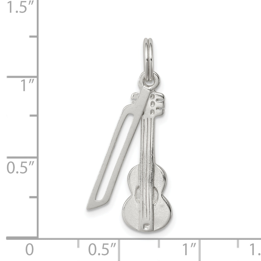 Sterling Silver 925 Violin & Bow Charm Polished Anti-Tarnish