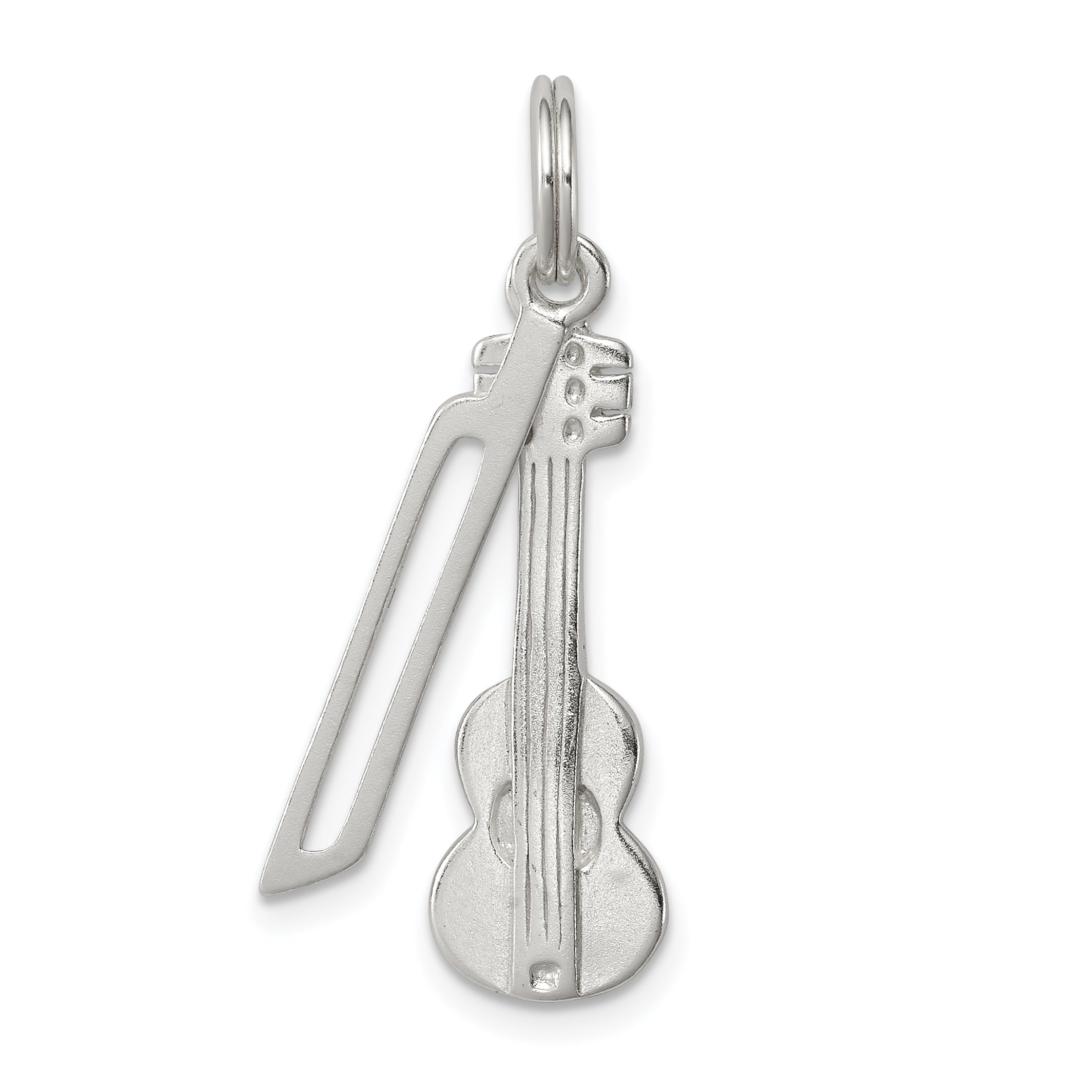 Sterling Silver Polished Violin & Bow Charm Main image