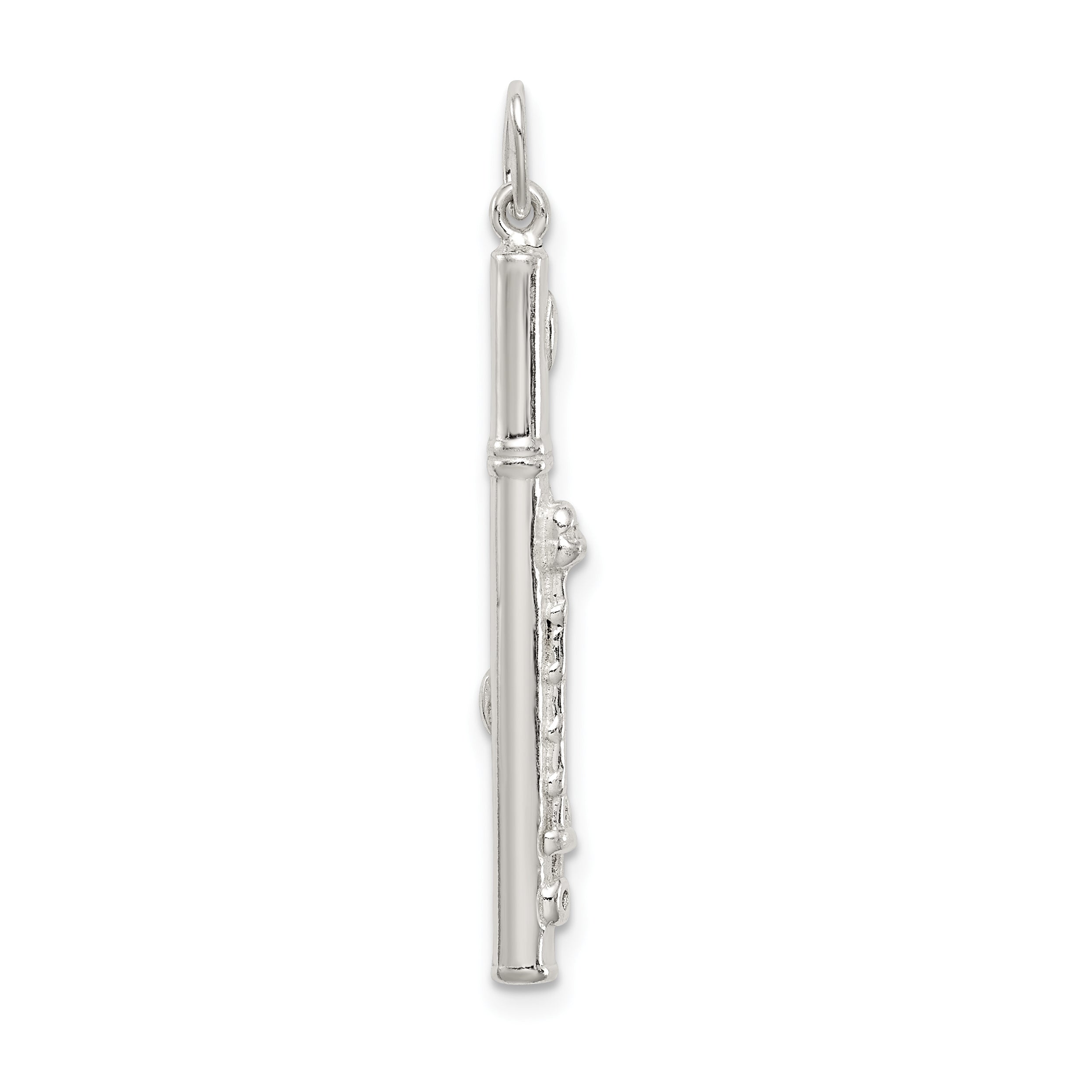 Sterling Silver 925 Flute Charm with Polished Anti-Tarnish Finish