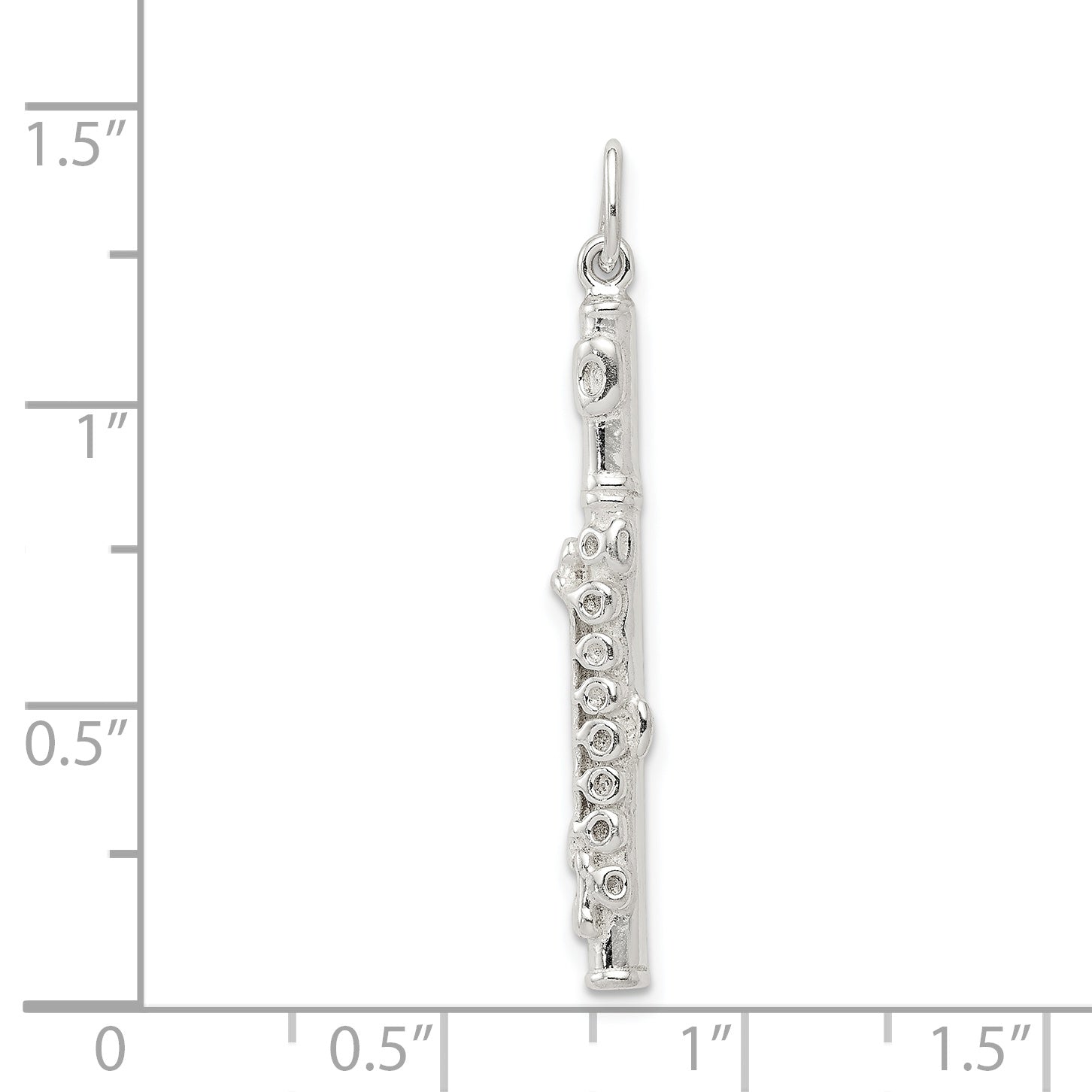 Sterling Silver 925 Flute Charm with Polished Anti-Tarnish Finish