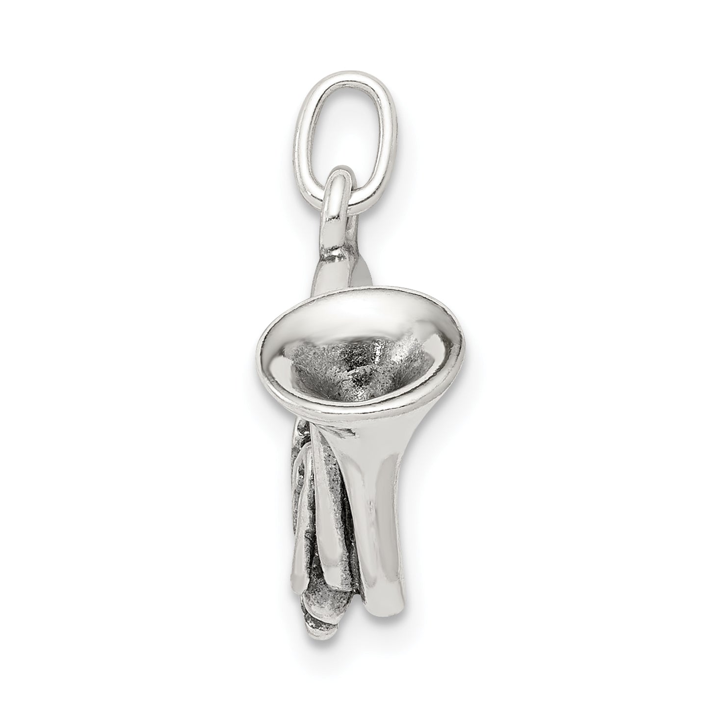 Sterling Silver 925 Antiqued French Horn Charm Men's 3D Vintage Style Secondary image