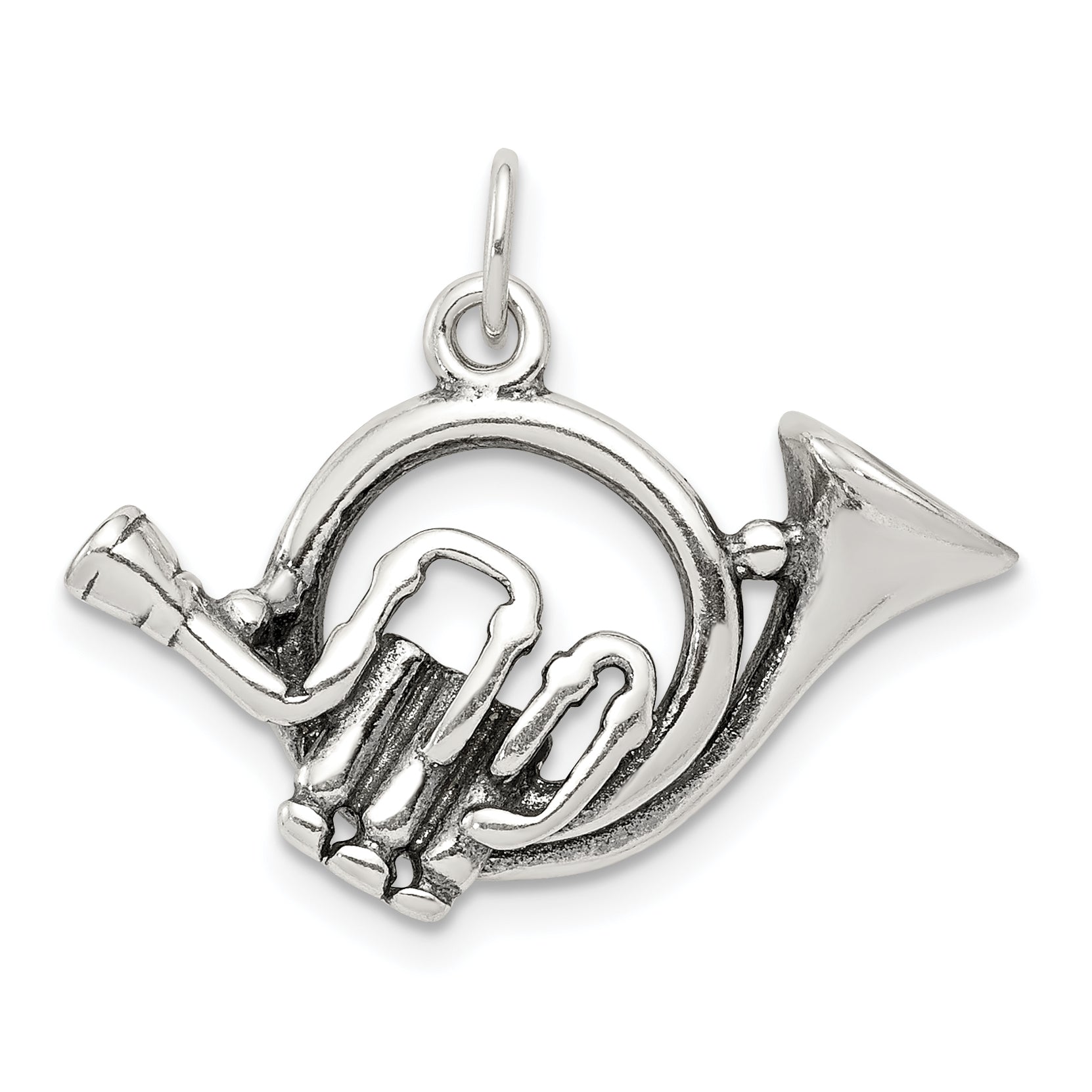 Sterling Silver Antiqued French Horn Charm Main image