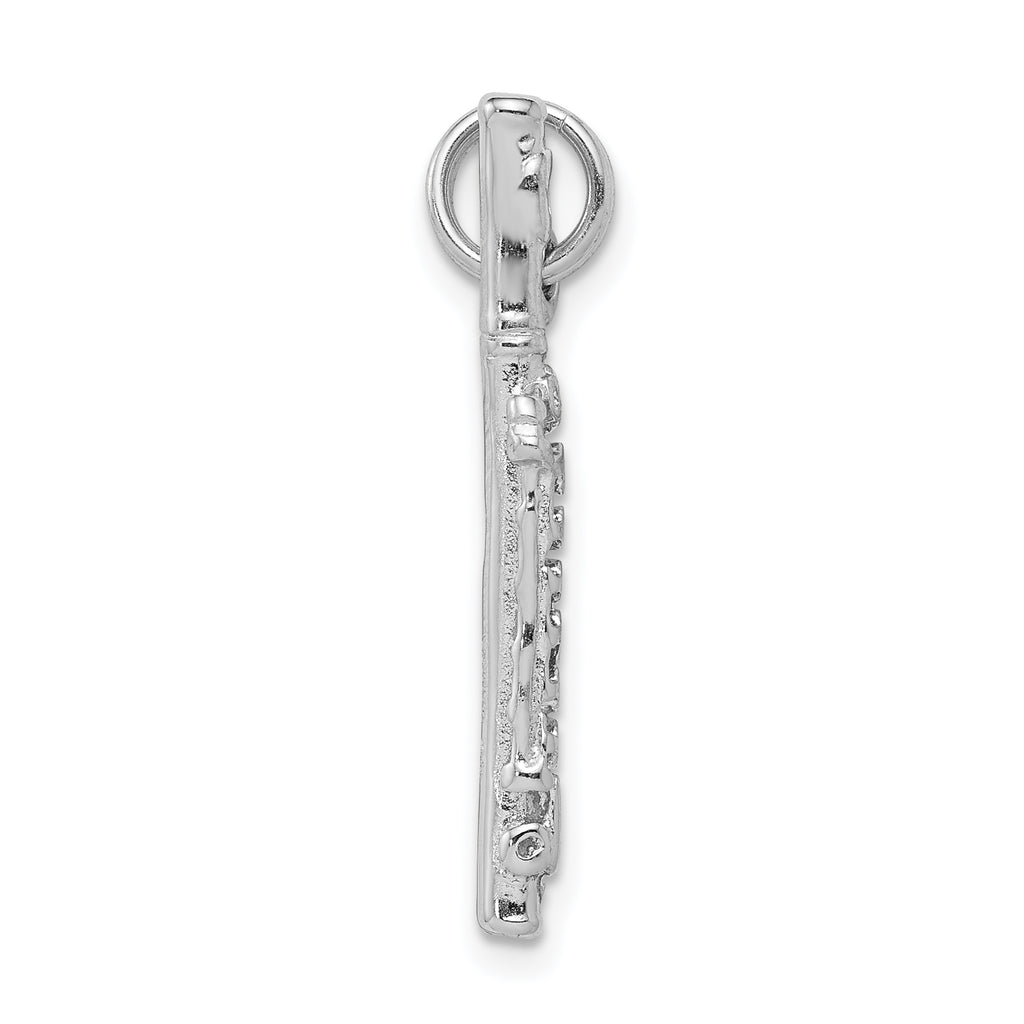 Sophia Jewelers Sterling Silver 3D Flute Charm with Rhodium Polish