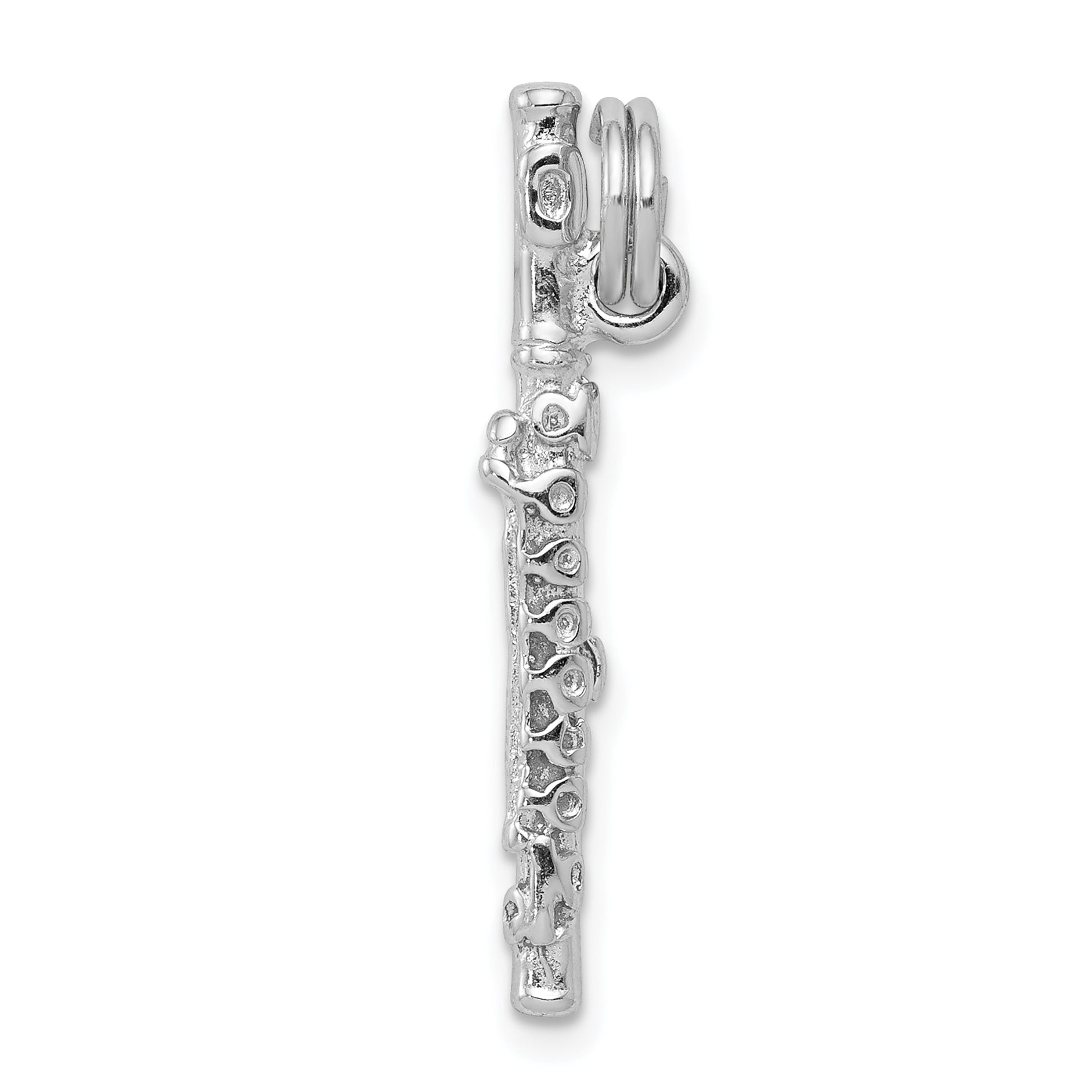 Sterling Silver Rhodium-platedPolished Flute Charm Main image