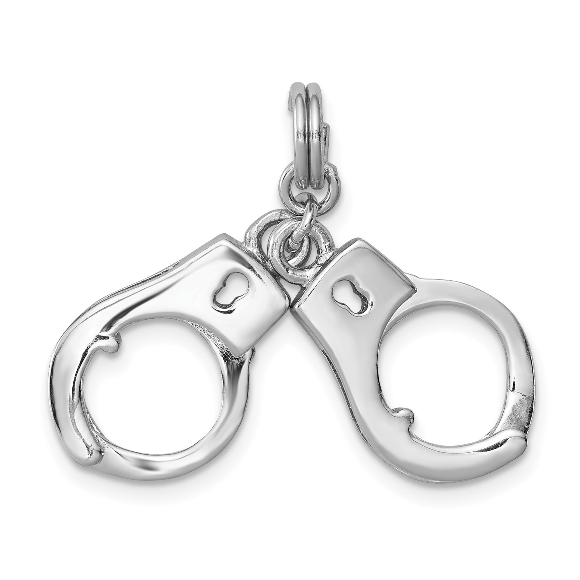 Sterling Silver Rhodium-platedPolished Movable Handcuffs Charm Main image