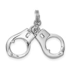 Sterling Silver Rhodium-platedPolished Movable Handcuffs Charm