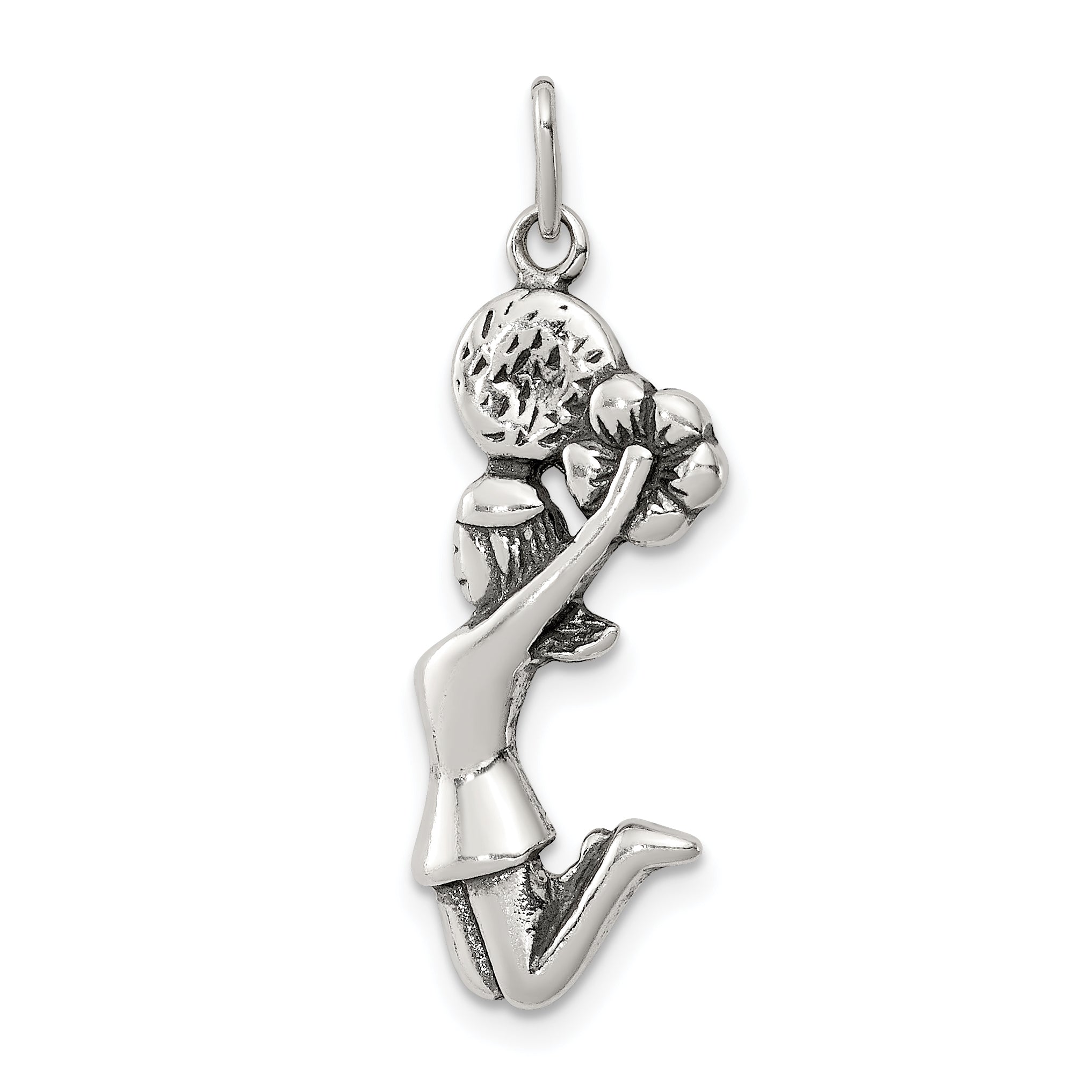 Sterling Silver Antiqued Cheerleader Charm Main image