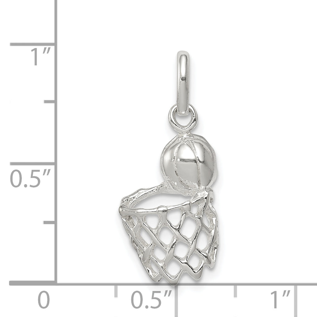 Sophia Jewelers Sterling Silver Basketball Hoop Charm Polished Anti-Tarnish