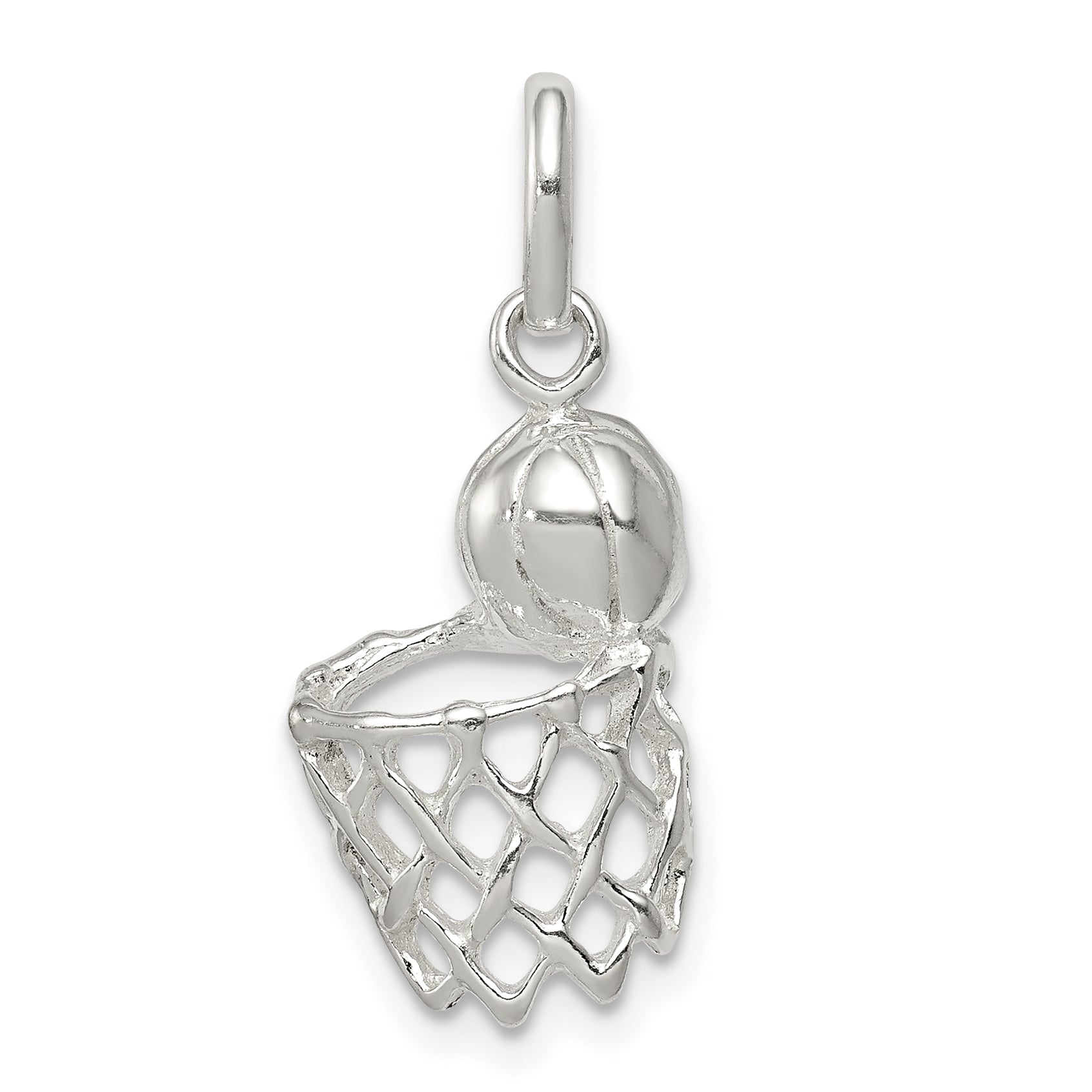 Sterling Silver Basketball In Hoop Charm Main image