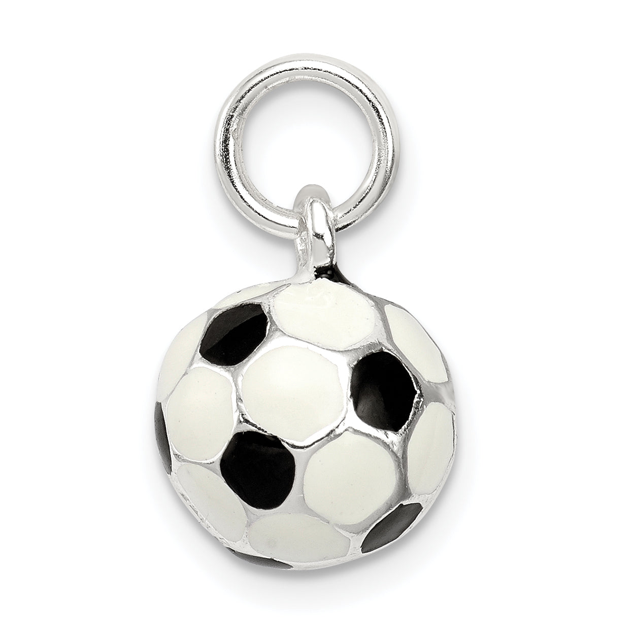 Sterling Silver Soccer Ball Charm with Polished Enamel Finish Secondary image