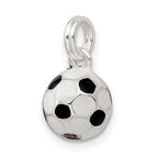Sterling Silver Soccer Ball Charm with Polished Enamel Finish