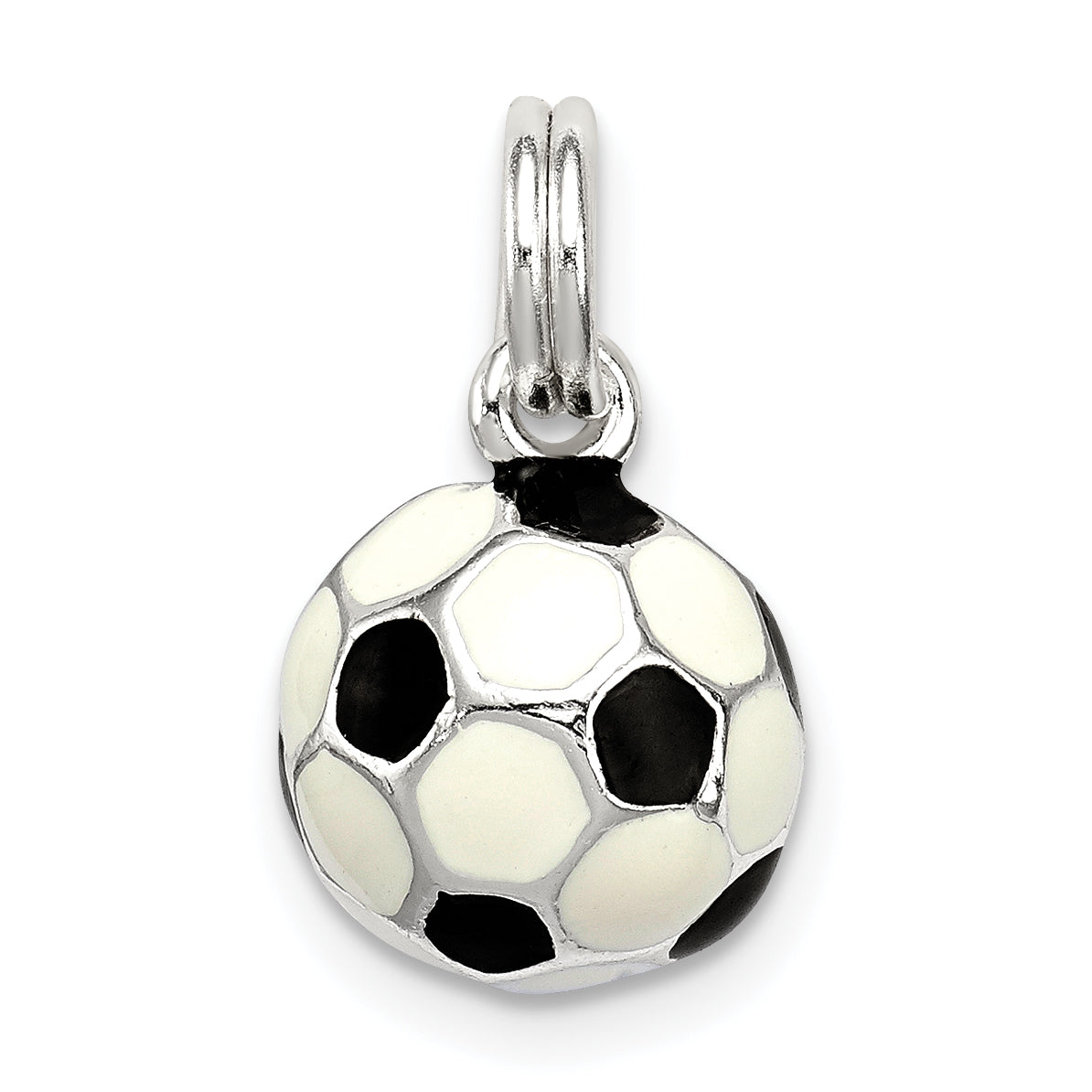 Sterling Silver Black & White Enameled Soccer Ball Charm Main image