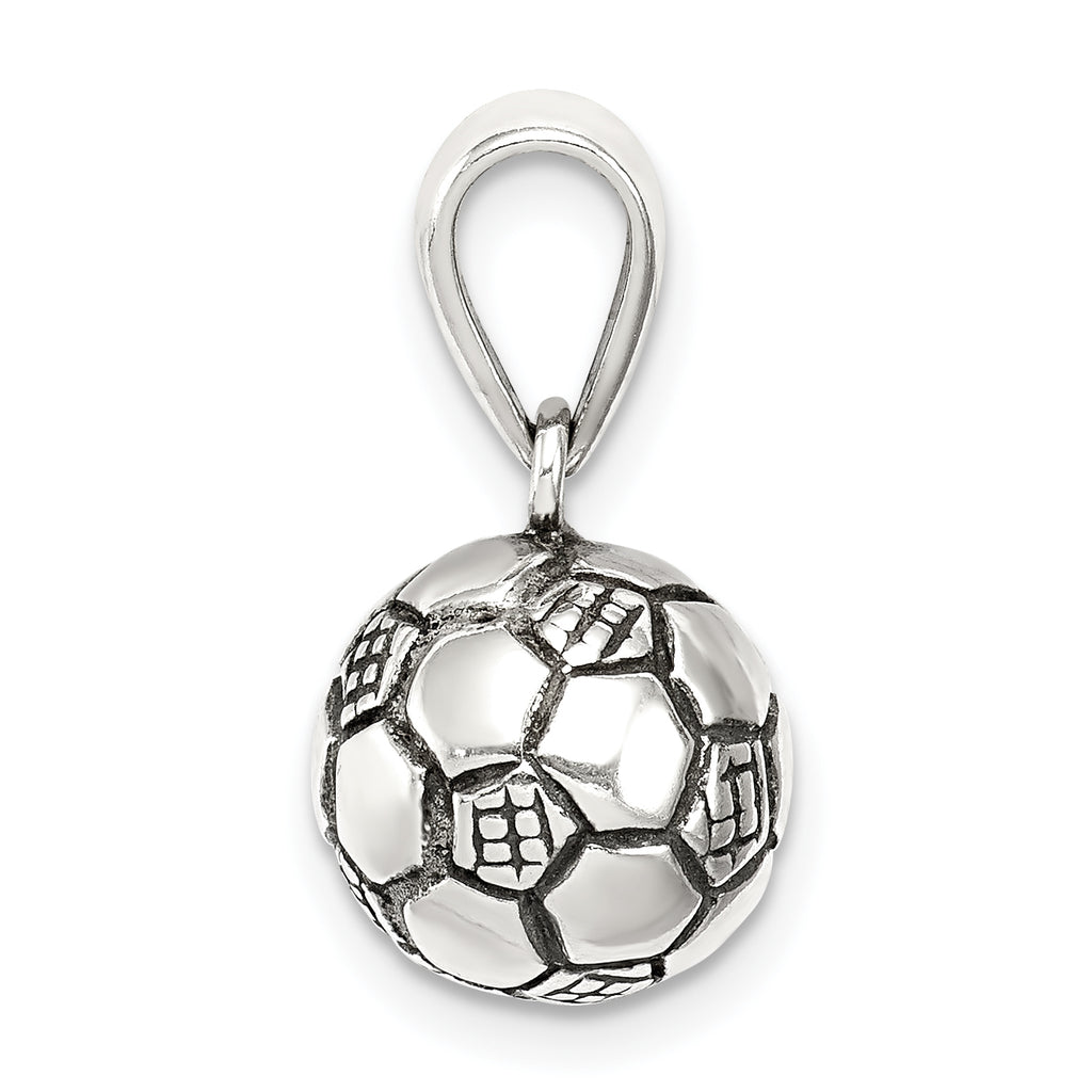 Sophia Jewelers Sterling Silver 925 Soccer Ball Pendant with Antiqued Finish