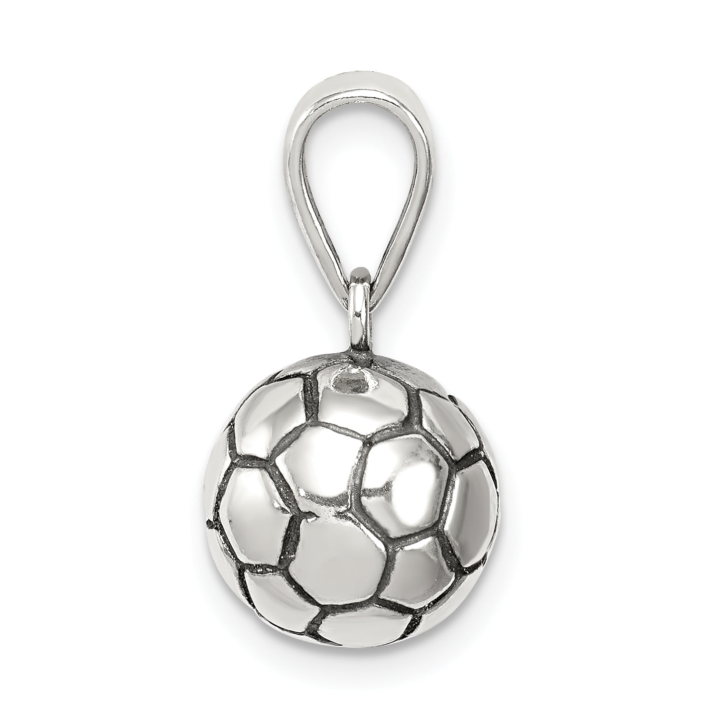 Sterling Silver 925 Polished Soccer Ball Pendant Solid Casted Charm Secondary image