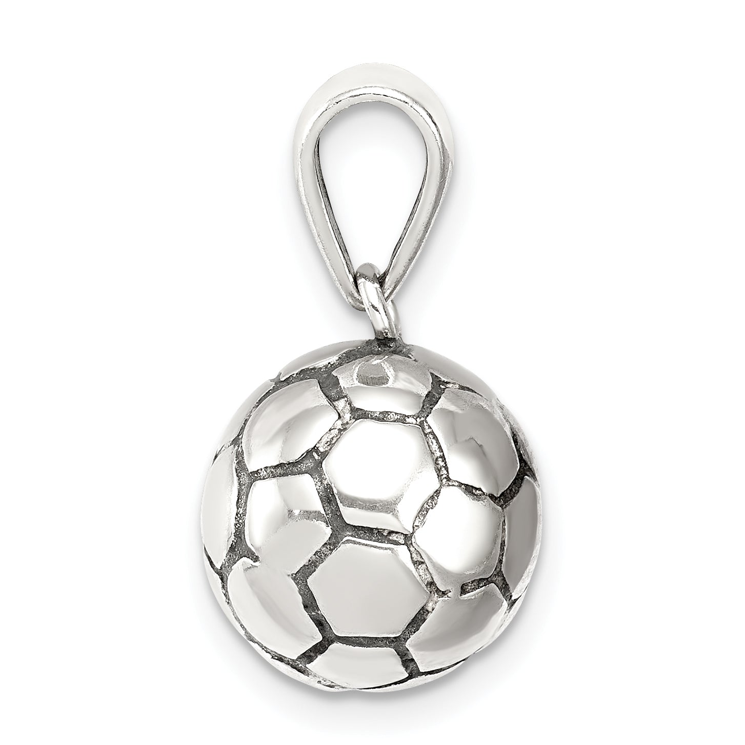 Sterling Silver 925 Men's Soccer Ball Pendant with Polished Finish Secondary image