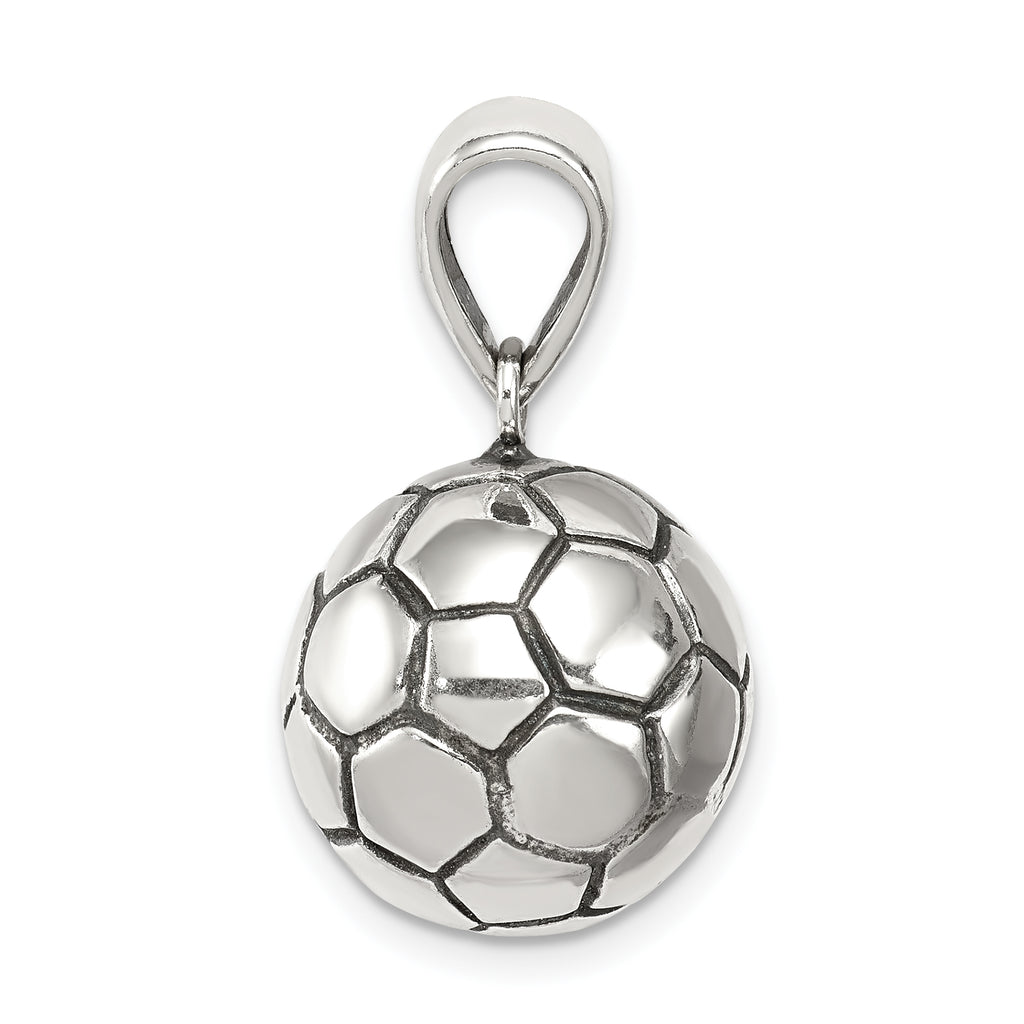 Sterling Silver 925 Men's Polished Soccer Ball Pendant