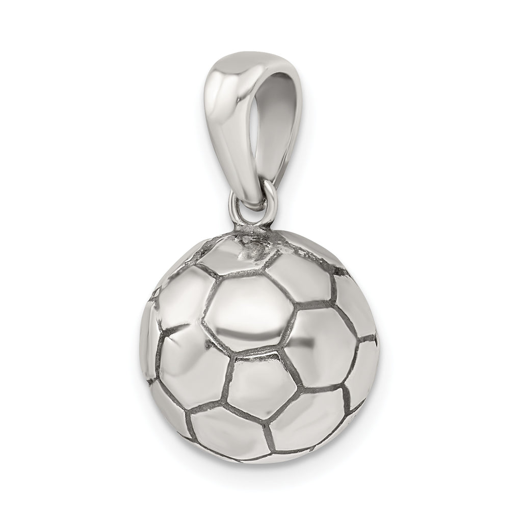 Sterling Silver 925 Men's Polished Soccer Ball Pendant
