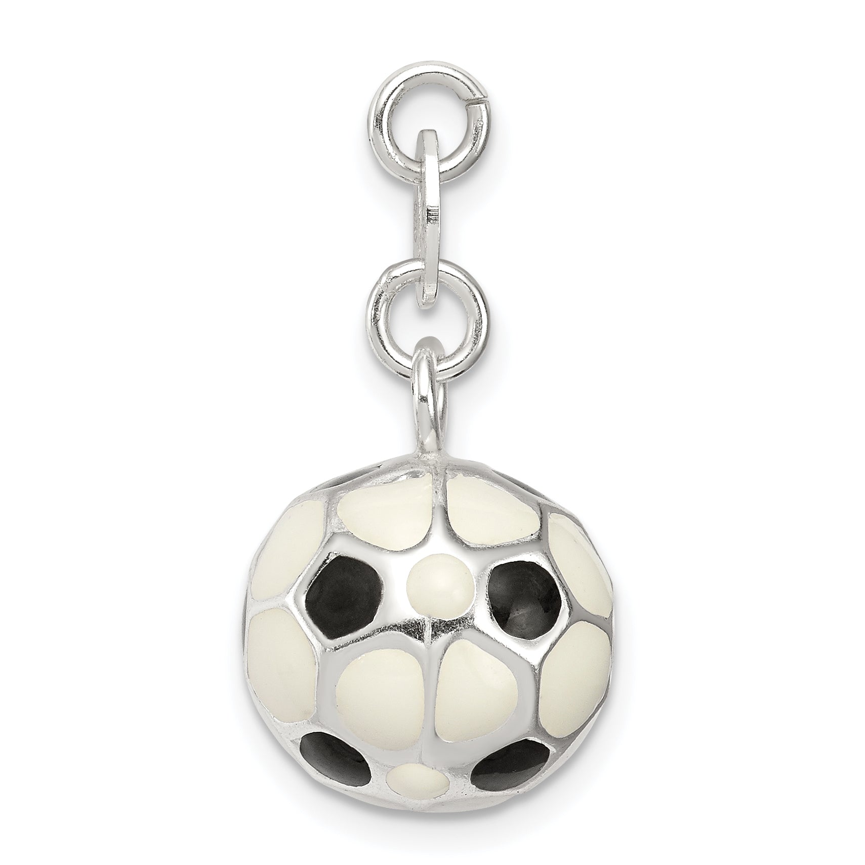 Sophia Jewelers 925 Sterling Silver Soccer Ball Charm with Enamel Finish Secondary image