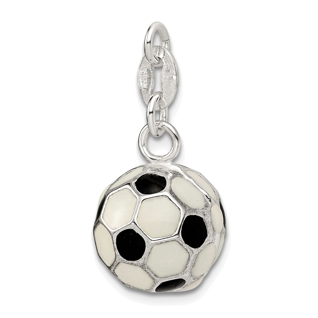 Sophia Jewelers 925 Sterling Silver Soccer Ball Charm with Enamel Finish