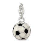 Sophia Jewelers 925 Sterling Silver Soccer Ball Charm with Enamel Finish