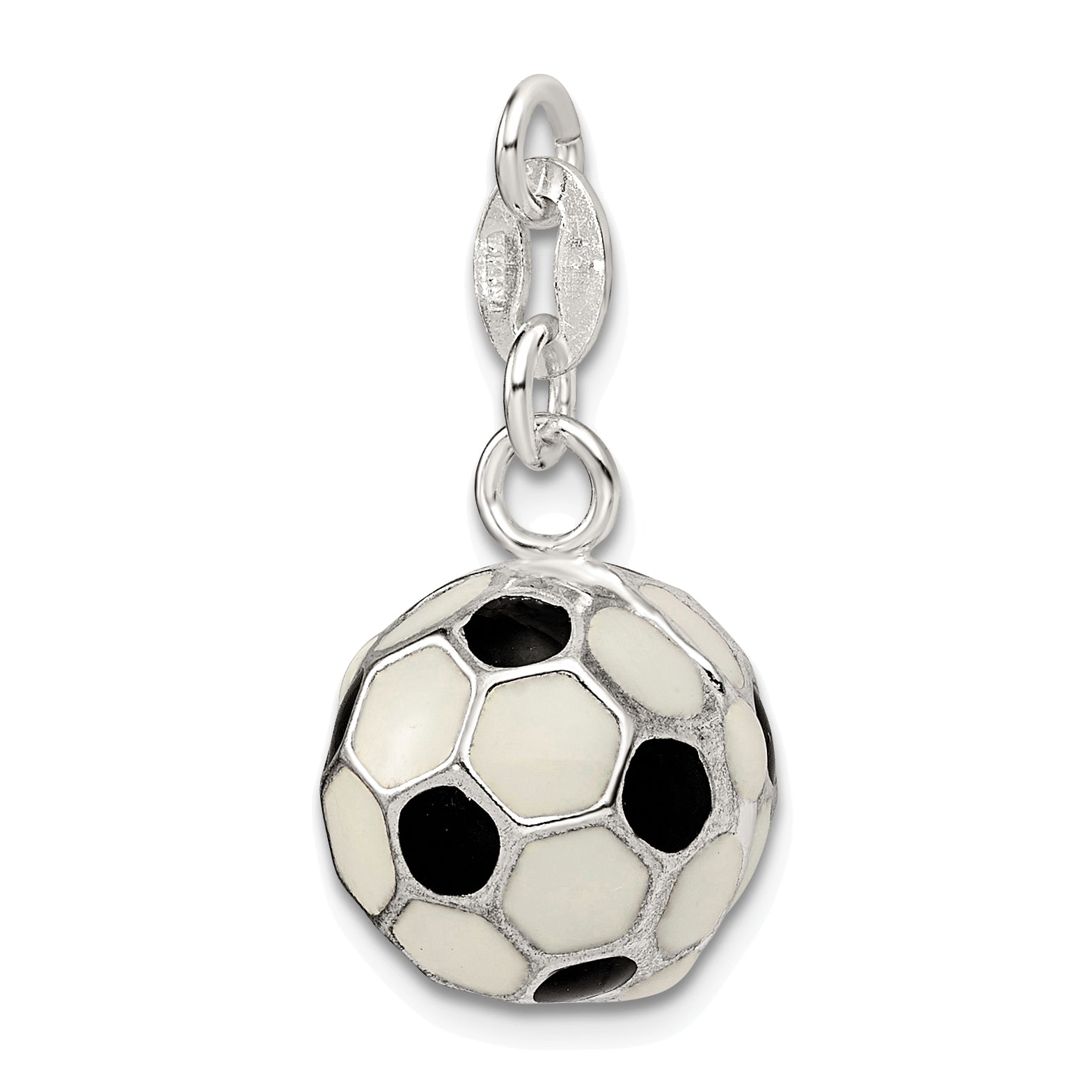 Sophia Jewelers 925 Sterling Silver Soccer Ball Charm with Enamel Finish
