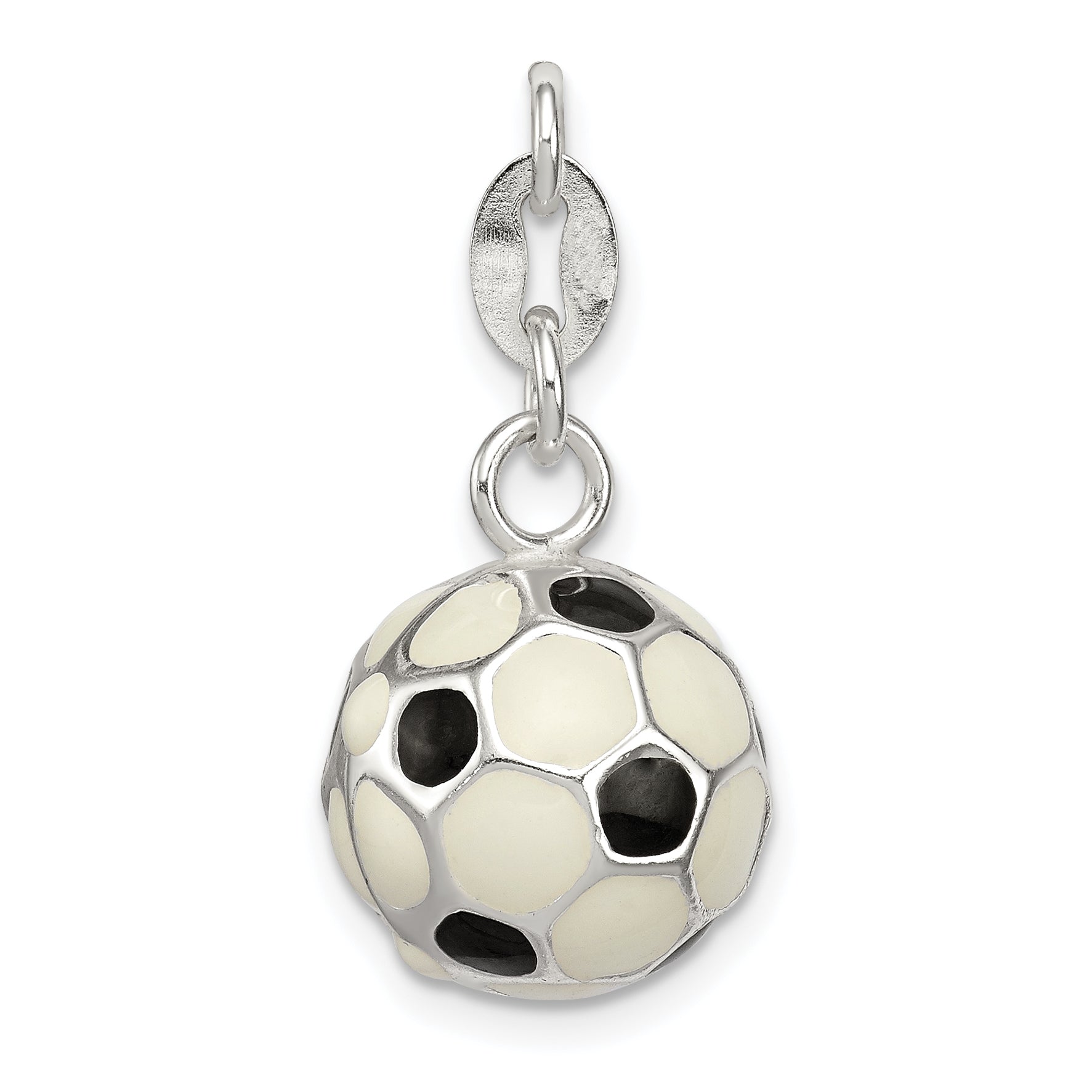 Sterling Silver Enameled Soccer Ball Charm Main image