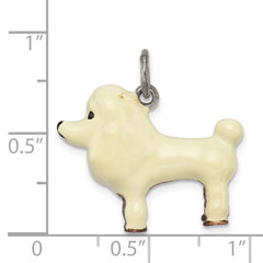 Sterling Silver White Enamel Poodle Pendant