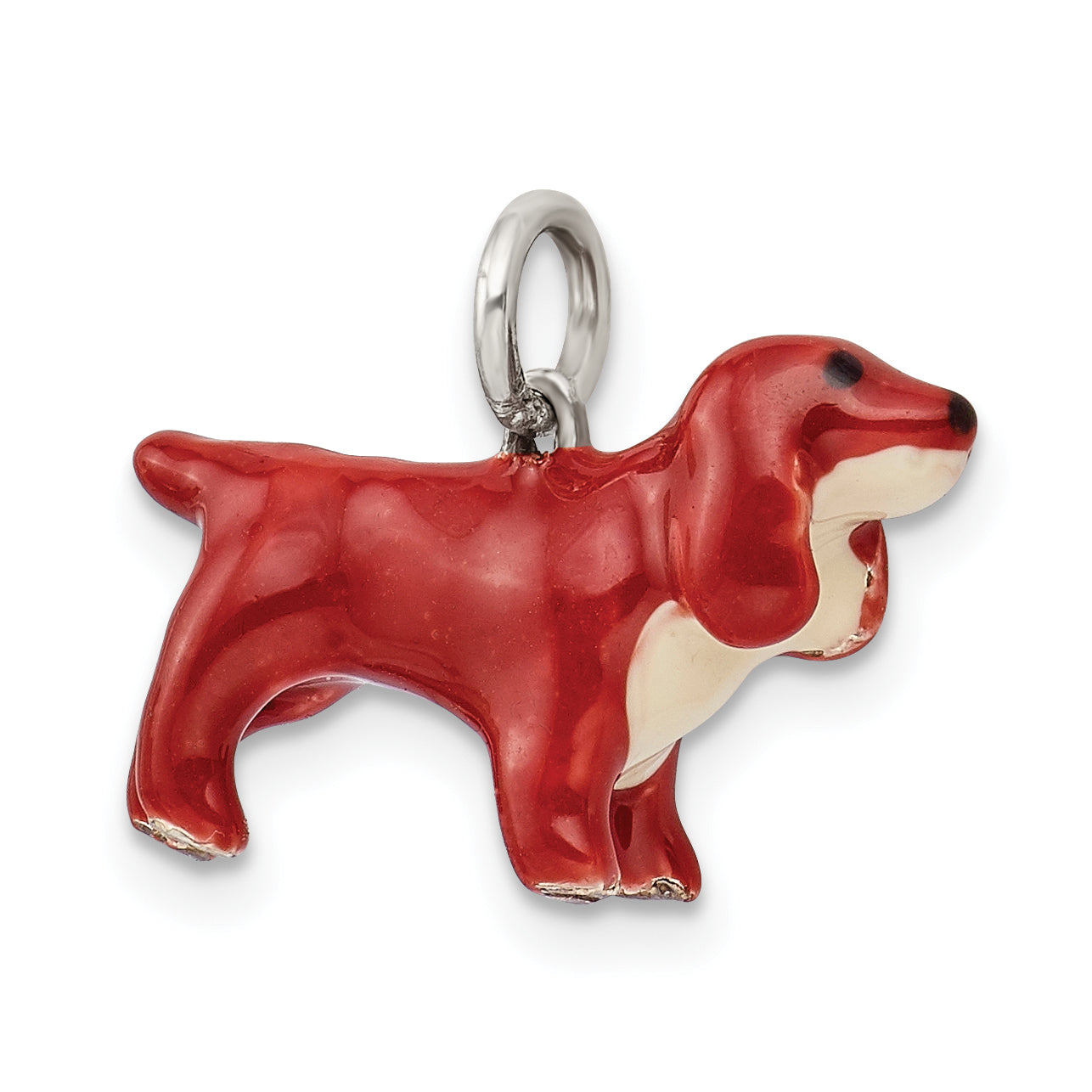 Sterling Silver 925 Cocker Spaniel Pendant with Enamel Detailing
