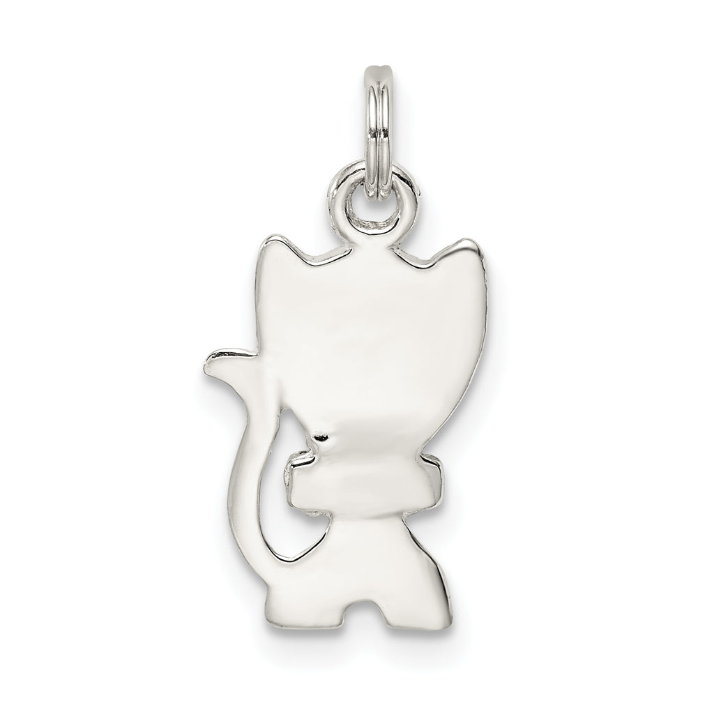 Sterling Silver 925 Enameled Cat Charm with Anti-Tarnish Finish