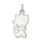 Sterling Silver 925 Enameled Cat Charm with Anti-Tarnish Finish
