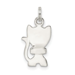 Sterling Silver 925 Enameled Cat Charm with Anti-Tarnish Finish