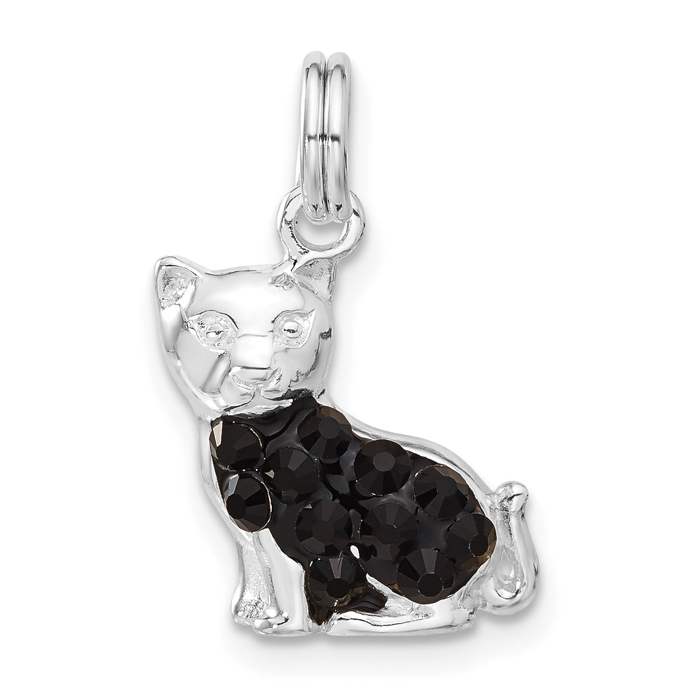 Sterling Silver Black CZ Enameled Cat Charm Main image