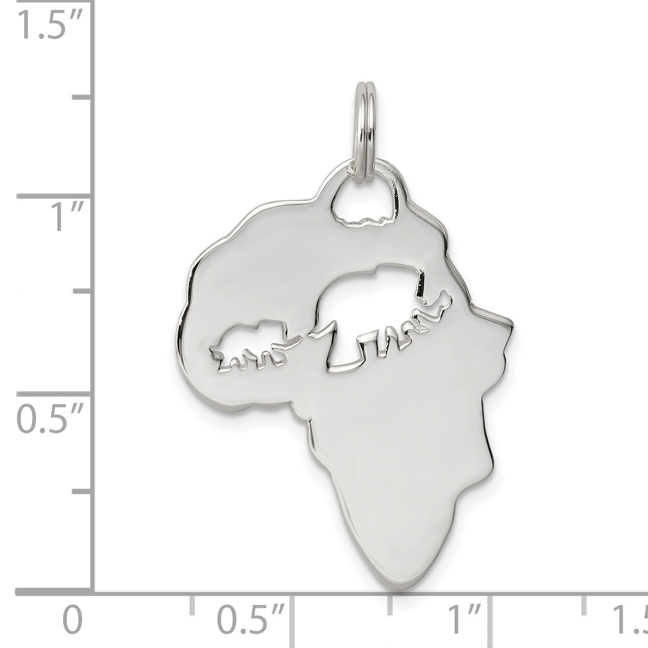 Sterling Silver Africa Continent with Elephant Cutout Pendant