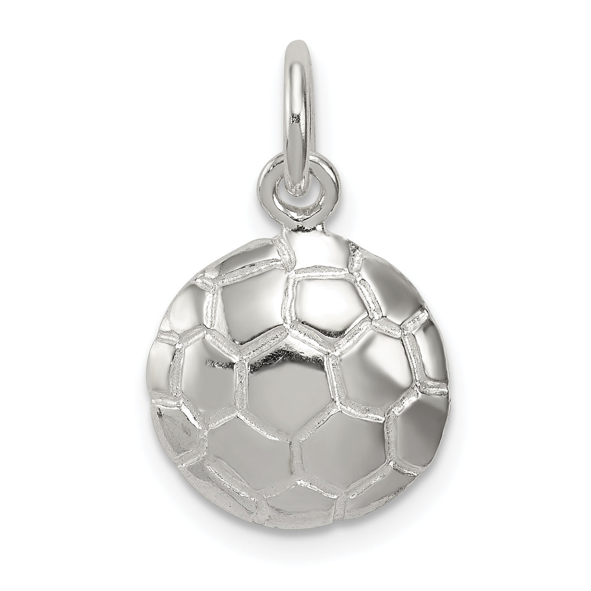 Soccer Ball Charm in Sterling Silver, 12mm - Sophia Jewelers Main image