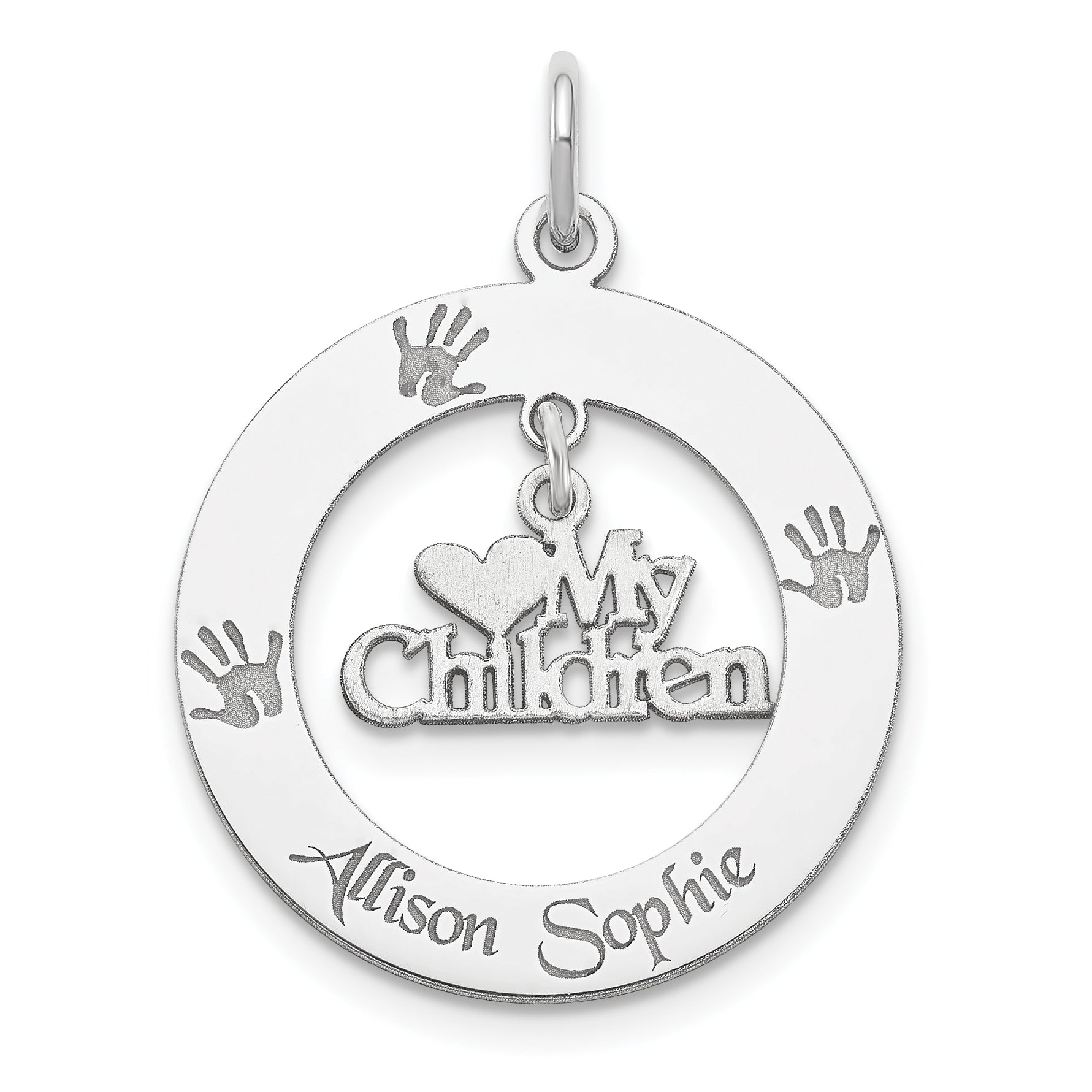 Sterling Silver Rhodium-plated Personalizable My Children Charm Main image