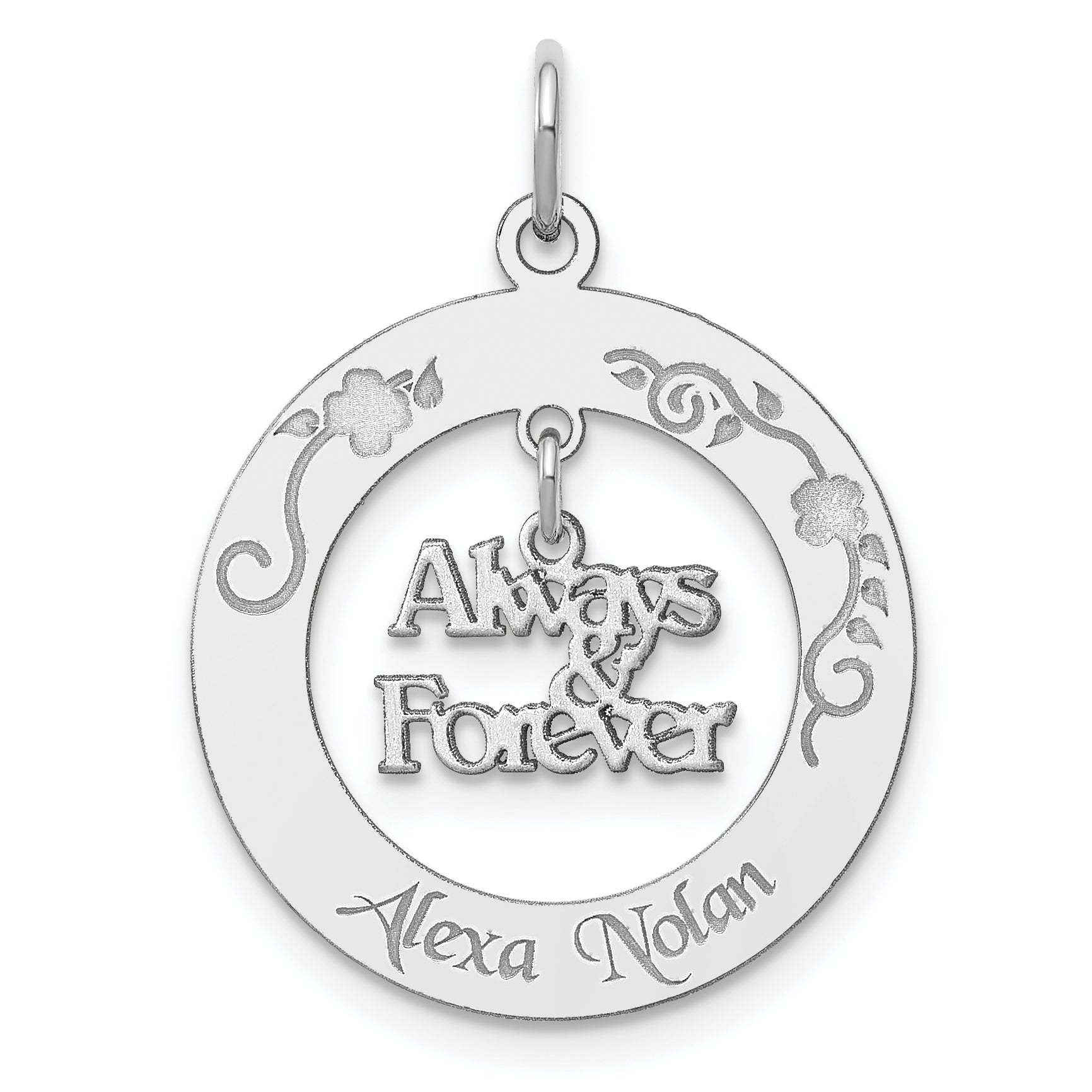 Sterling Silver Rhodium-plated Personalizable Always & Forever Charm Main image