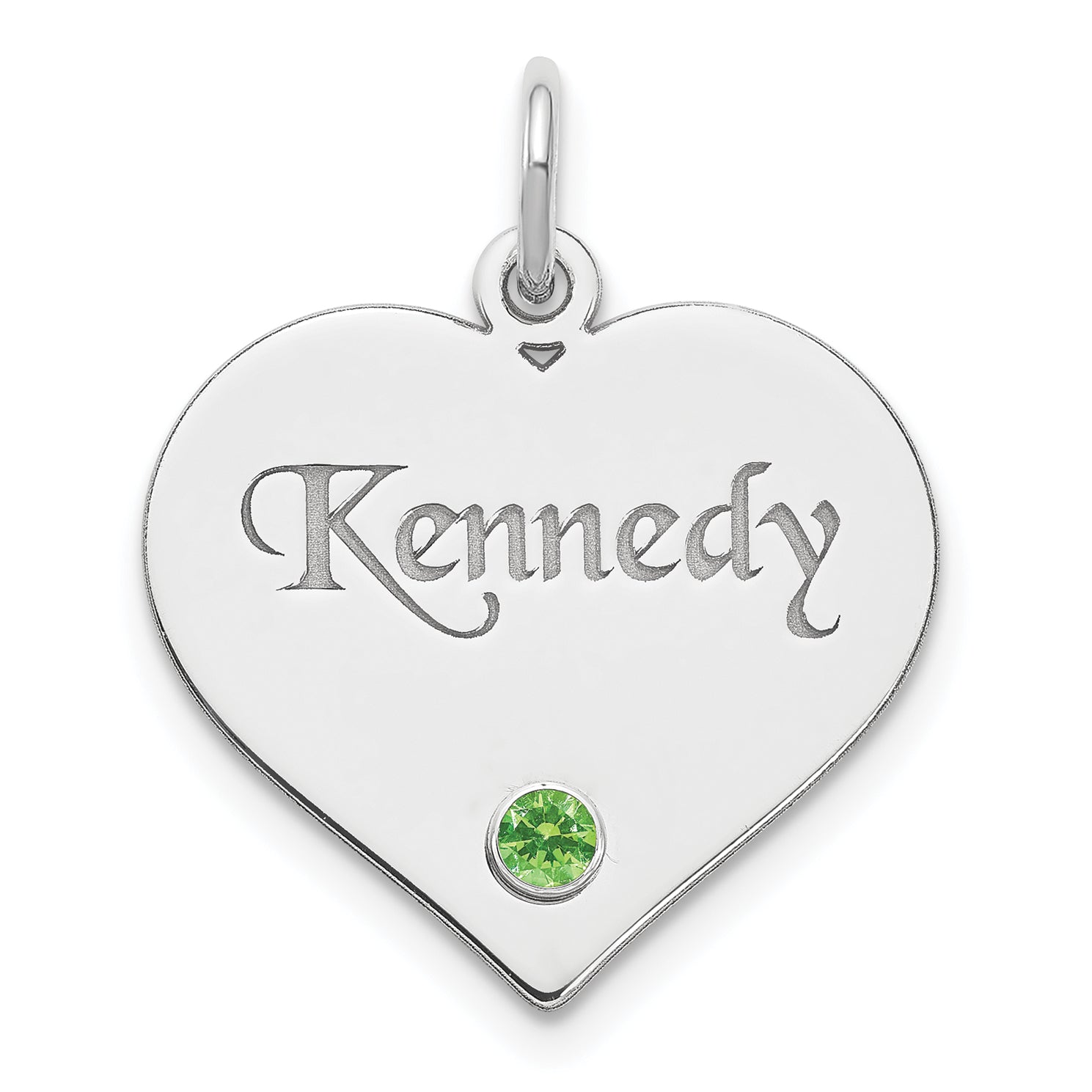 Sterling Silver/Rhodium-plated Personalized Heart with Birthstone Charm Main image