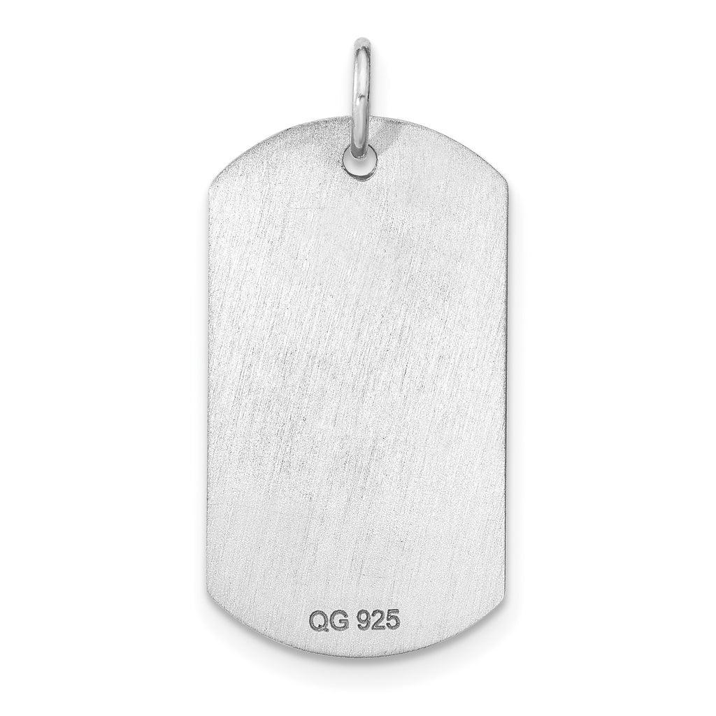 Sterling Silver Rhodium-plated Personalizable Graduation Dog Tag Charm