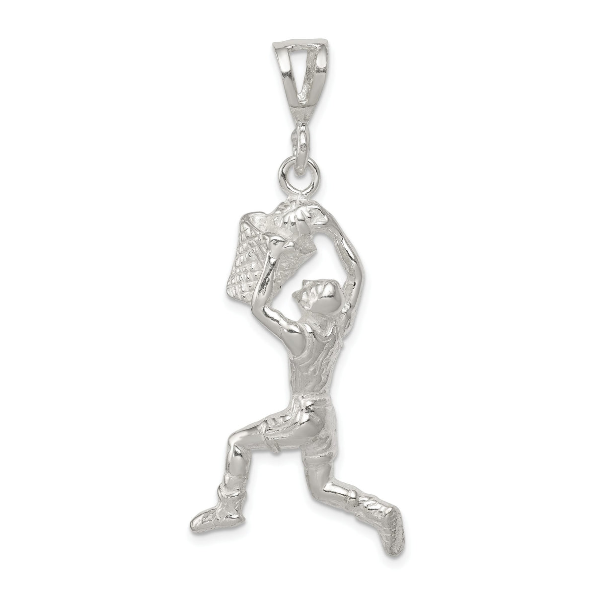 Basketball Player Charm in Sterling Silver, 40mm - Sophia Jewelers Main image