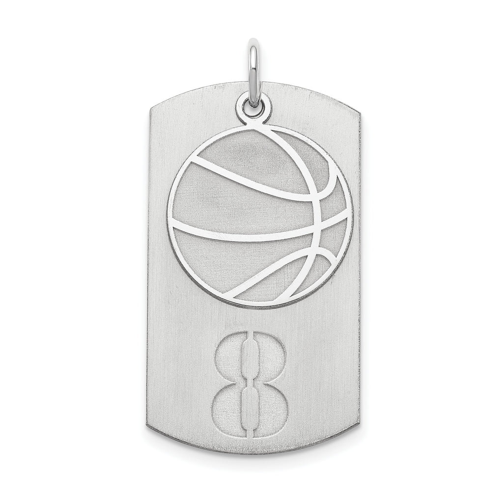 SS/Rhodium-plated Personalized 2-Piece Basketball Dog Tag Charm