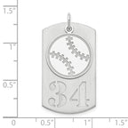 SS/Rhodium-plated Personalized 2-piece Baseball Dog Tag Charm