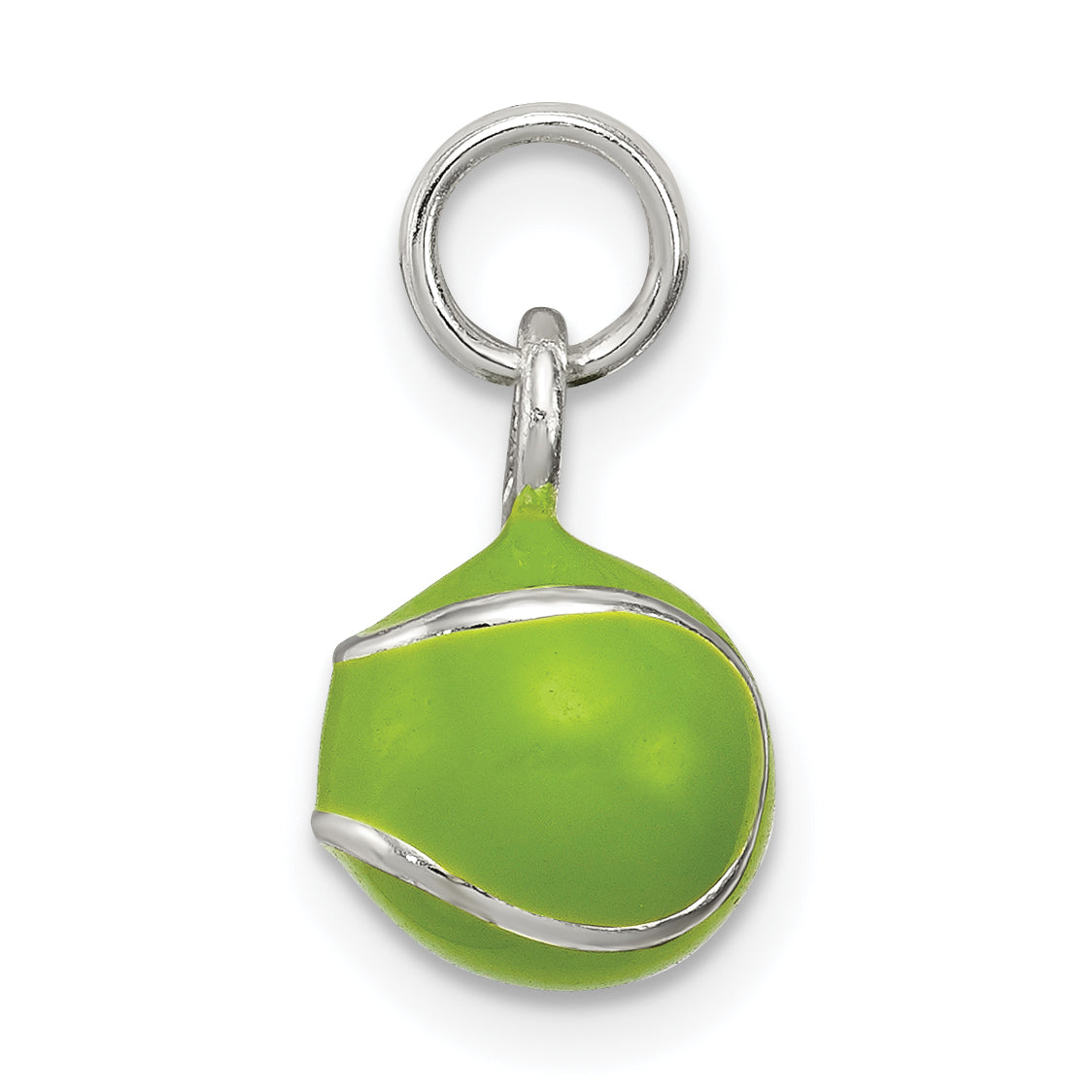 Sophia Jewelers Sterling Silver Green Enameled Tennis Ball Charm, Polished Finish Secondary image